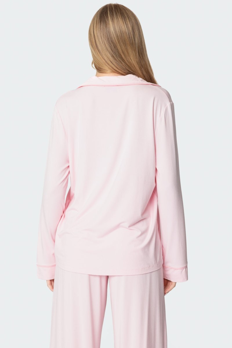 Edikted Jeanette Button Up Shirt Long Sleeve Tops Light Pink | USA XP095599Z6