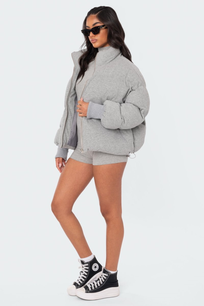 Edikted Jersey Puffer Jackets Gray Melange | USA CI491079A1