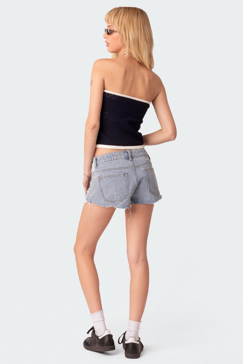 Edikted Jia Knitted Tube Knitted Tops Navy | USA LY332483O5