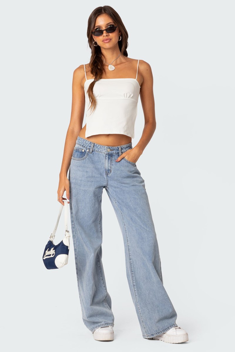 Edikted Jinx Open-Back Crop Tops Beige | USA PI630093L3