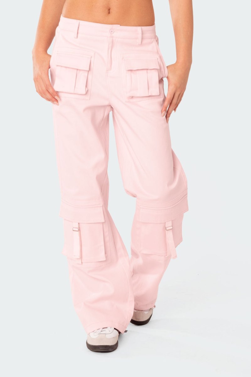 Edikted Joan Low Rise Cargo Pants Light Pink | USA CB580588B1
