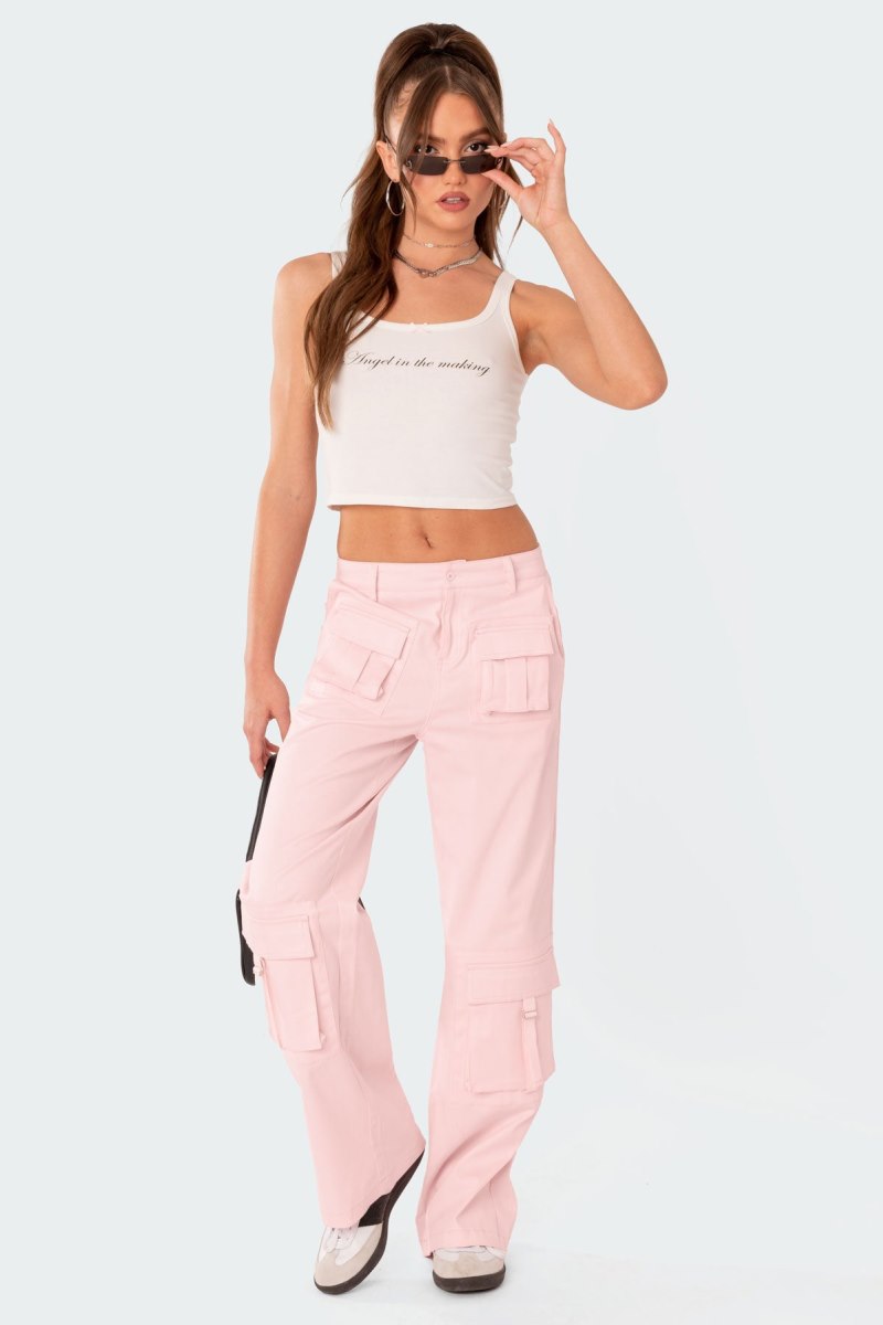 Edikted Joan Low Rise Cargo Pants Light Pink | USA GS971887L6