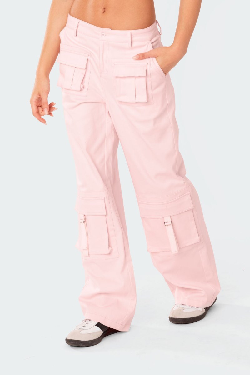 Edikted Joan Low Rise Cargo Pants Light Pink | USA GS971887L6