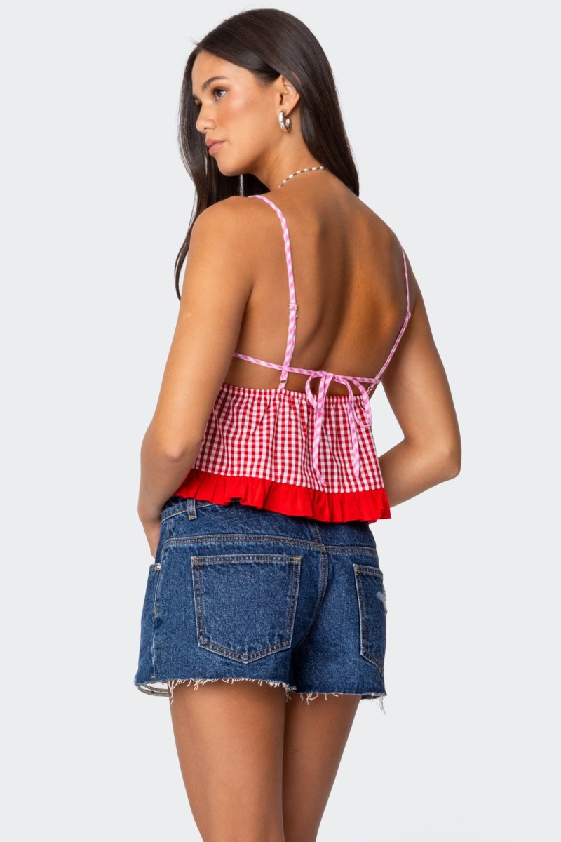 Edikted Joanne Mixed Gingham Tank Top Black And White | USA UU919881F0