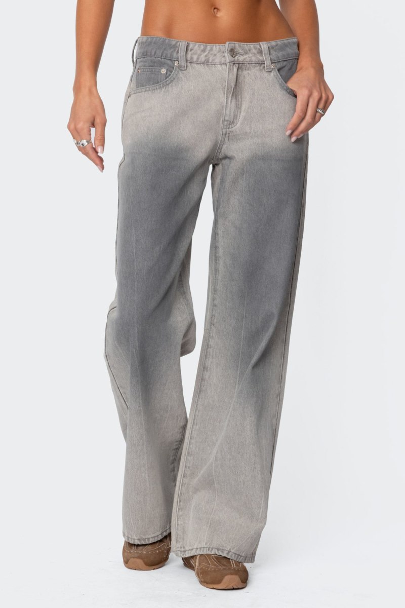 Edikted Joe Loose Fit Low Rise Washed Jeans Gray Washed | USA DX864346J3