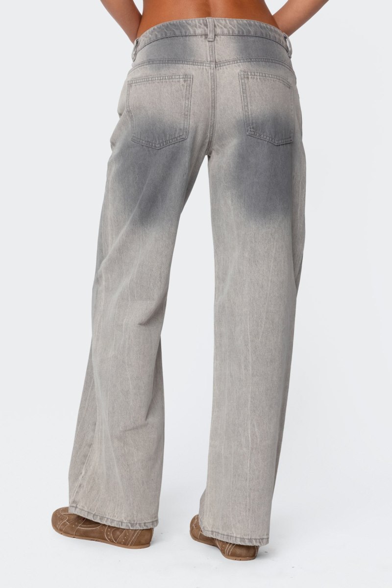 Edikted Joe Loose Fit Low Rise Washed Jeans Gray Washed | USA DX864346J3