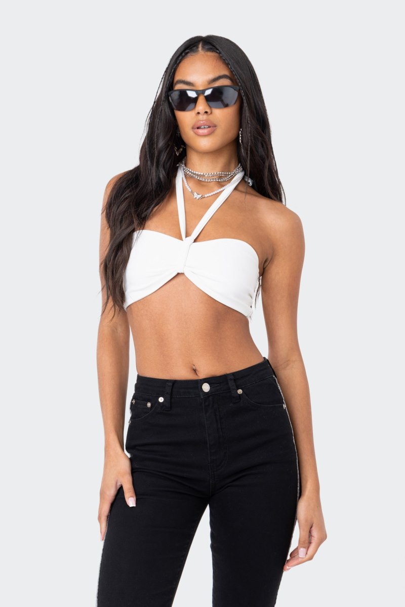 Edikted Kai Adjustable Strapless Crop Tops Black | USA BF828522V7