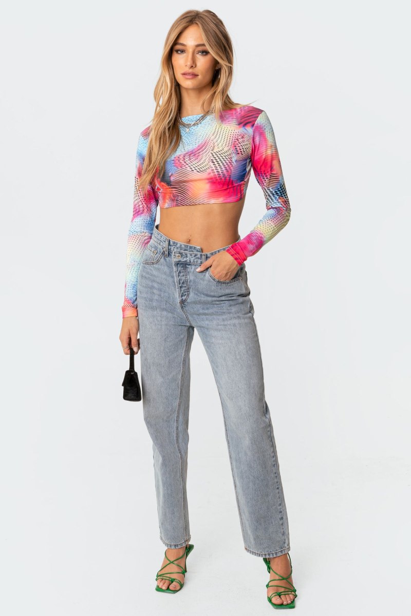 Edikted Kaleidoscope Open-Back Long Sleeve Tops Mix | USA KE193509N1