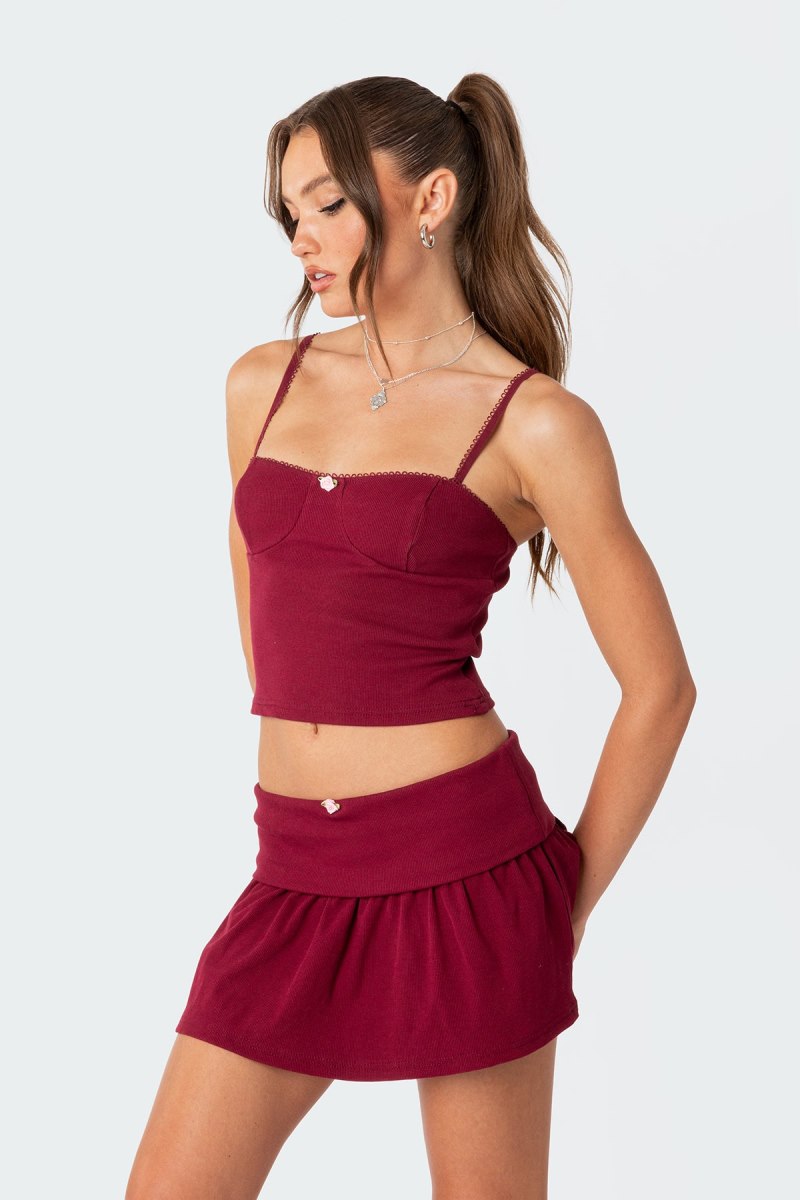 Edikted Kalina Cupped Tank Top Burgundy | USA BE770637P4