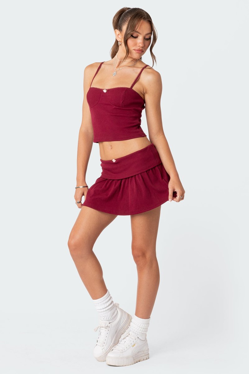 Edikted Kalina Cupped Tank Top Burgundy | USA BE770637P4