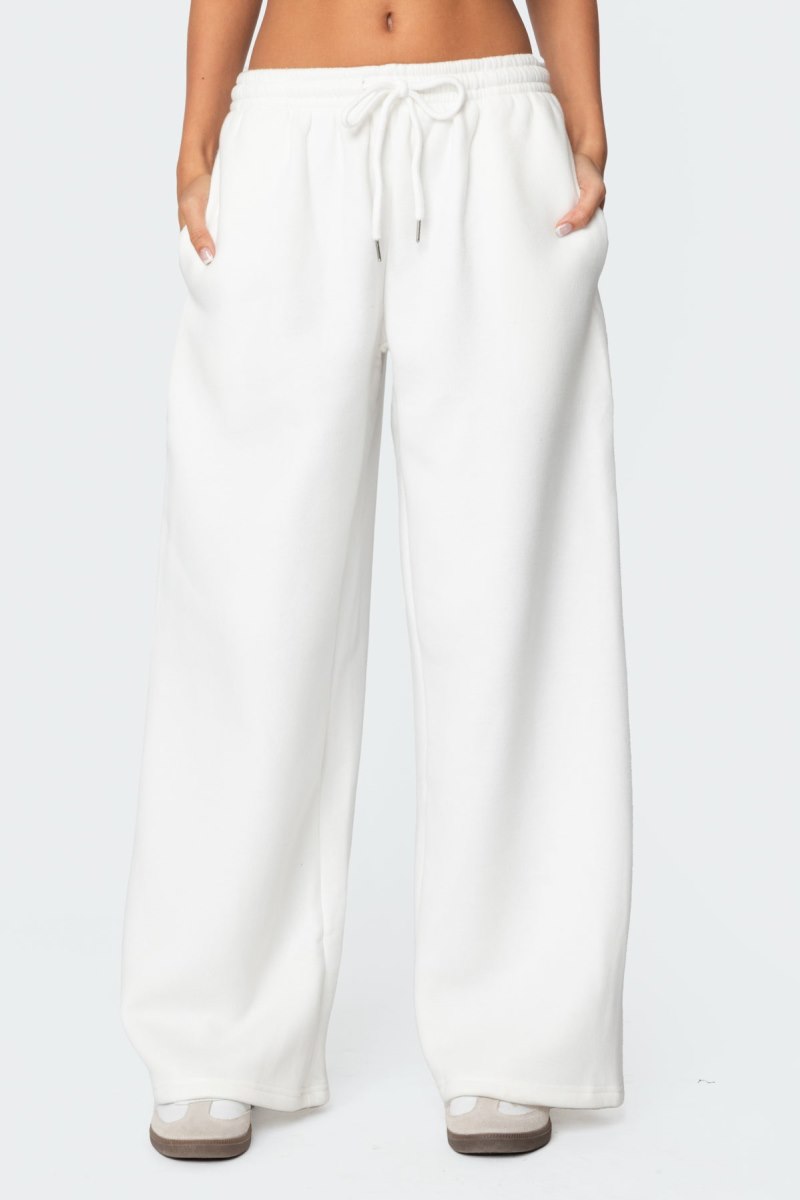 Edikted Kamari Low Rise Wide Sweatpants Pants White | USA XE446114S1