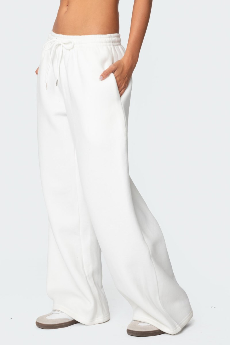 Edikted Kamari Low Rise Wide Sweatpants Pants White | USA XE446114S1