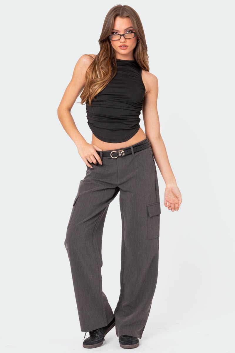 Edikted Kamilla Ruched Tank Top Black | USA RW652735H4