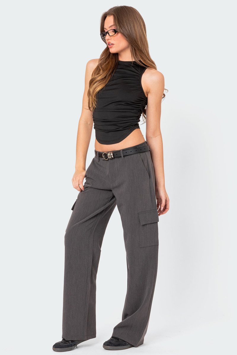 Edikted Kamilla Ruched Tank Top Black | USA RW652735H4