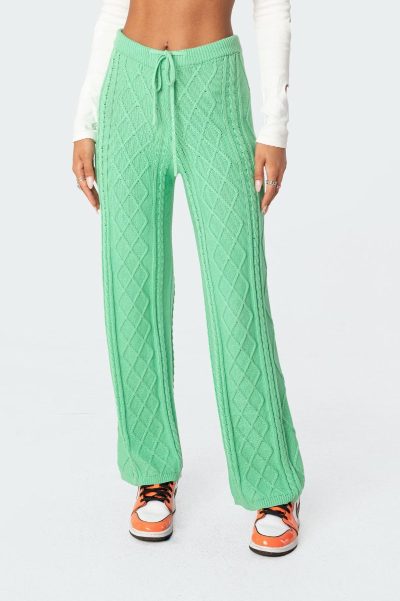 Edikted Kasey Cable Knit Pants Gray | USA EU842864F5
