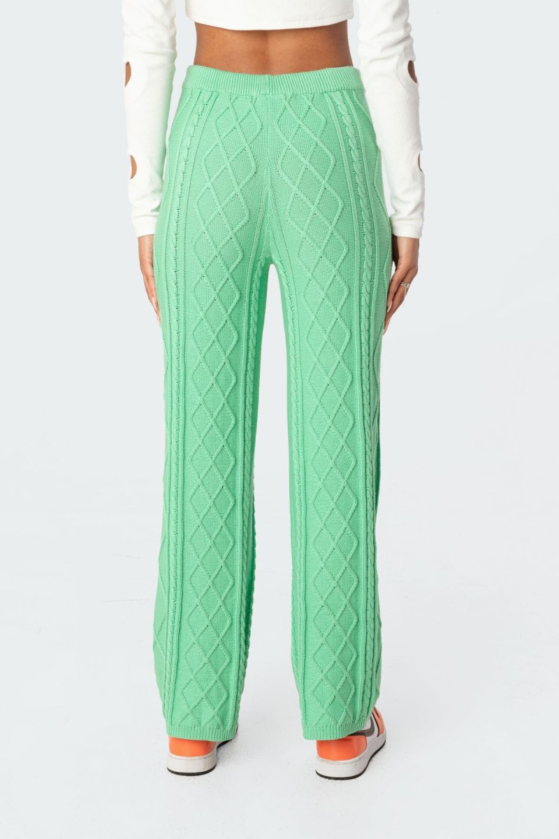 Edikted Kasey Cable Knit Pants Gray | USA EU842864F5