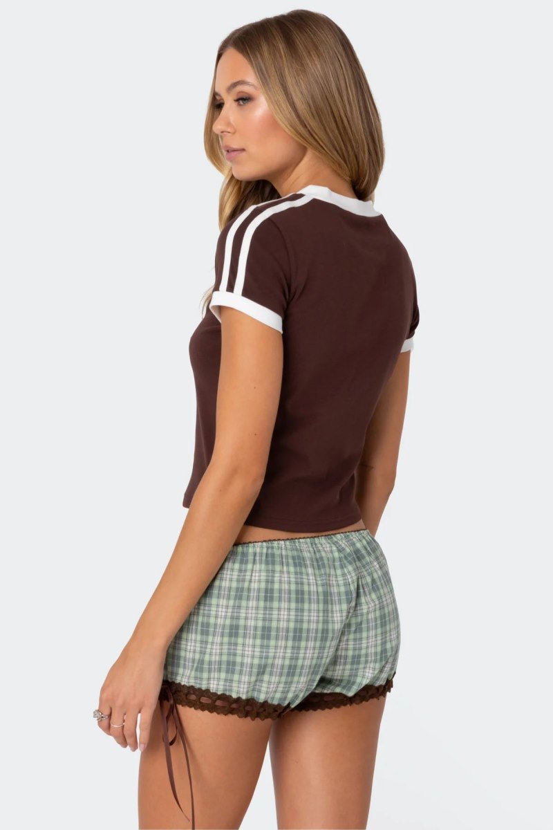 Edikted Kassidy Contrast T Shirt Graphic Tops Brown | USA TS110451R4