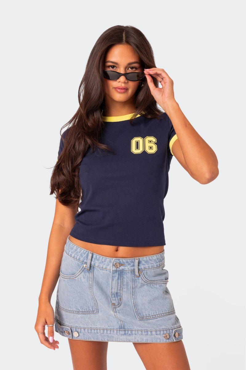 Edikted Kassidy Contrast T Shirts Brown | USA JO242004H4