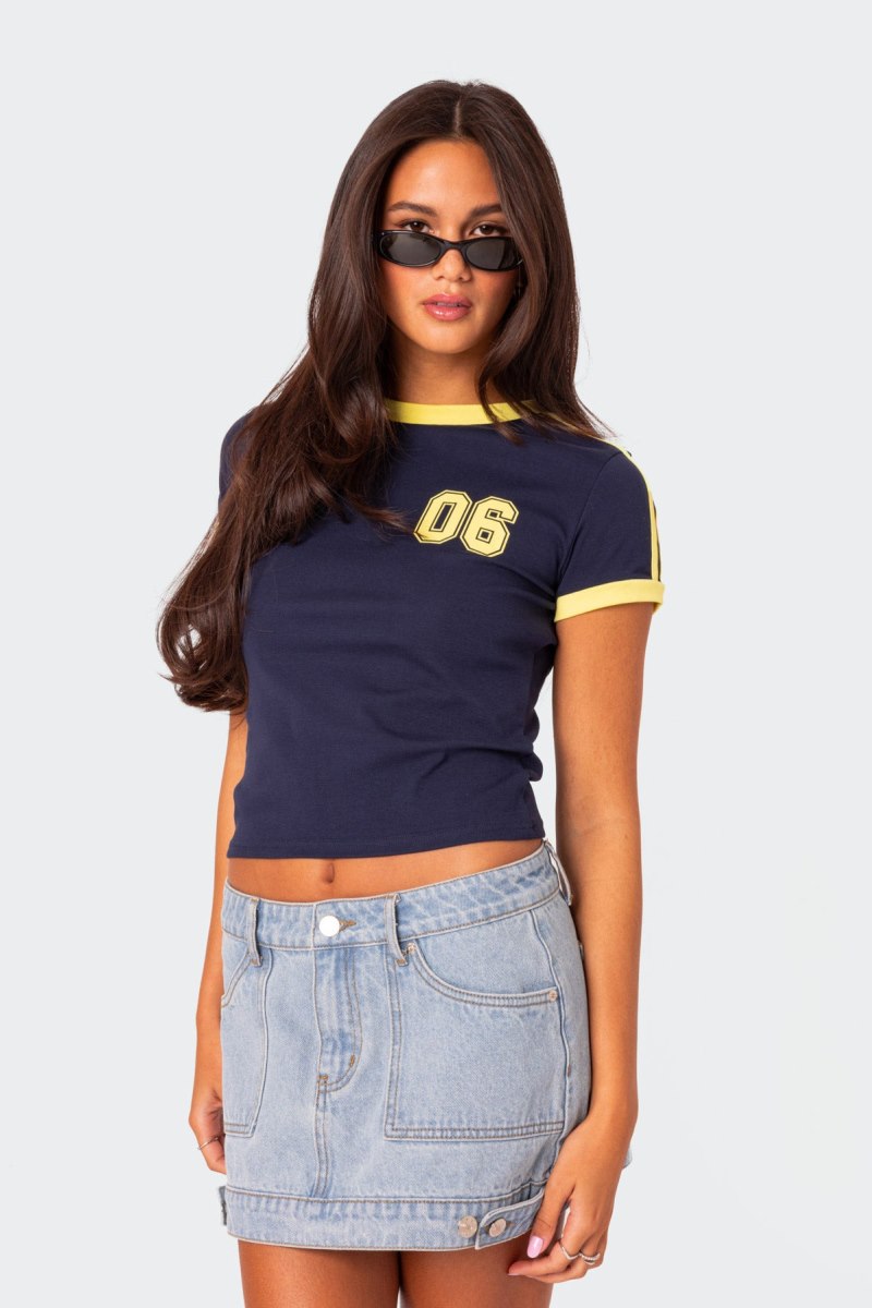 Edikted Kassidy Contrast T Shirts Brown | USA JO242004H4