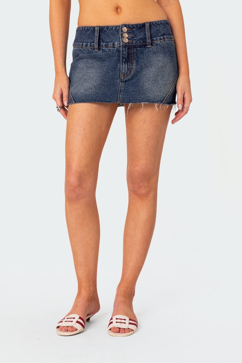 Edikted Kate Denim Micro Skorts Dark Blue | USA LA712391T5