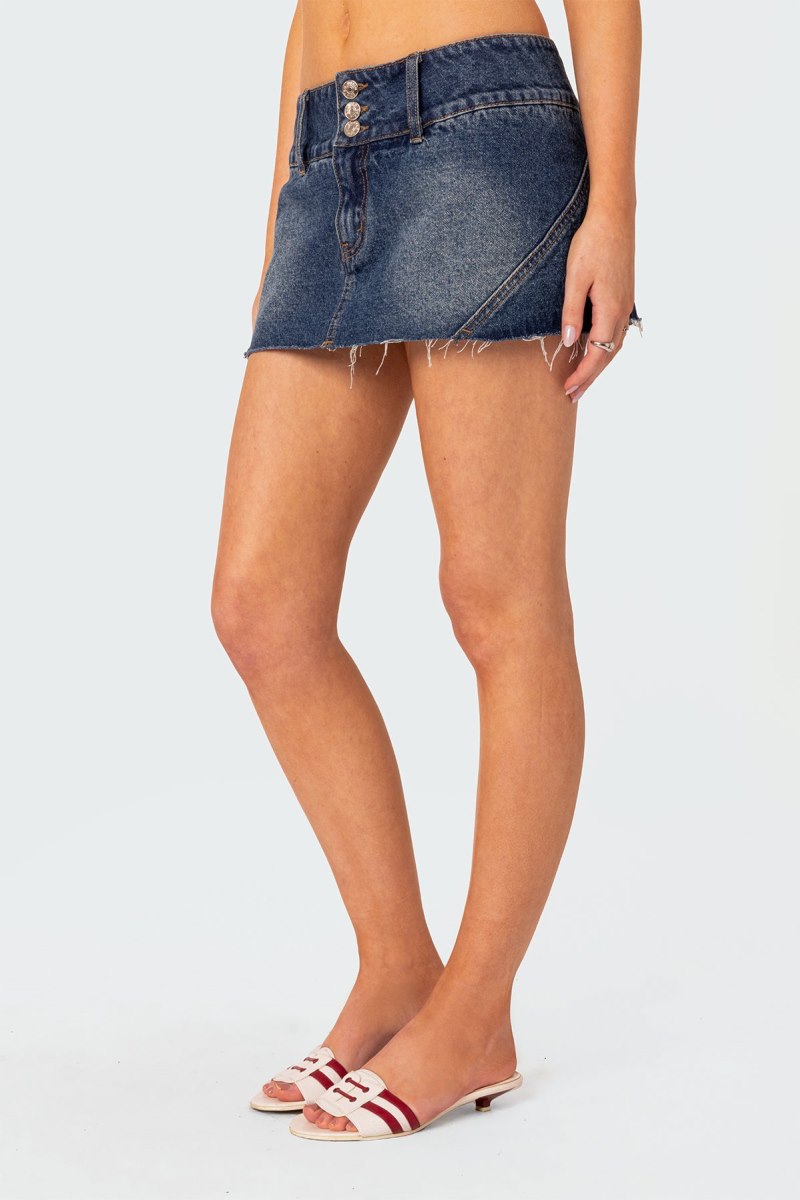Edikted Kate Denim Micro Skorts Dark Blue | USA LA712391T5