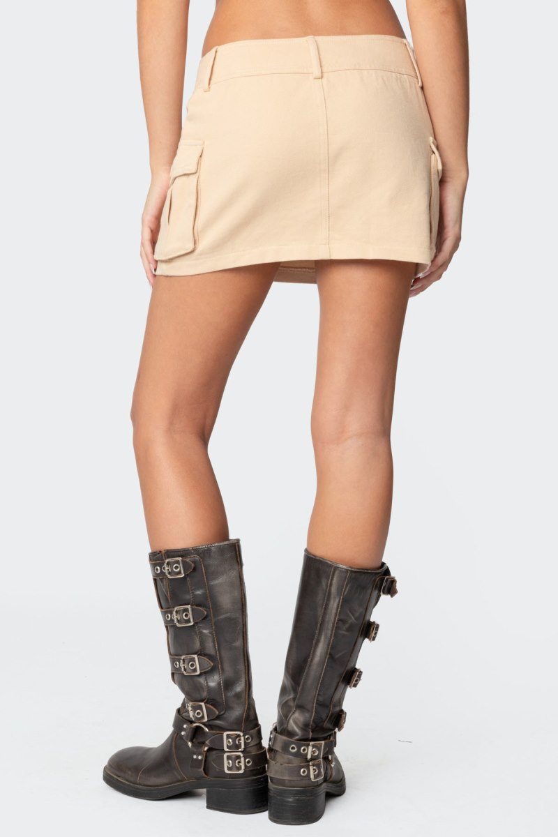 Edikted Katya Low-Rise Cargo Skirts Beige | USA FU659265E8