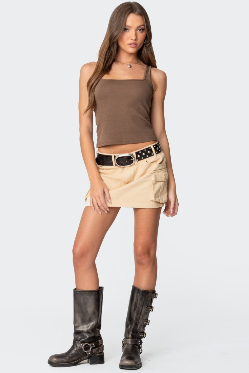 Edikted Katya Low-Rise Cargo Skirts Beige | USA FU659265E8