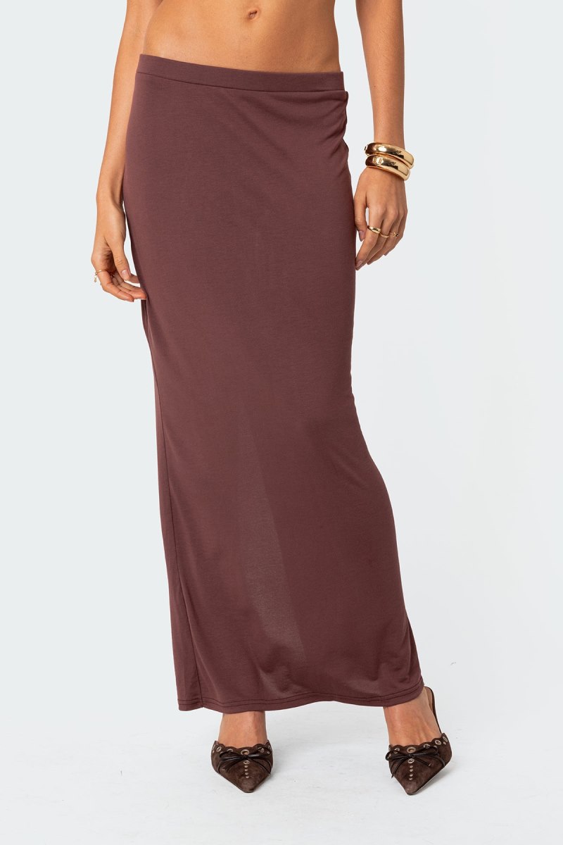 Edikted Kenzie Slitted Maxi Skirts Brown | USA FJ188748B7