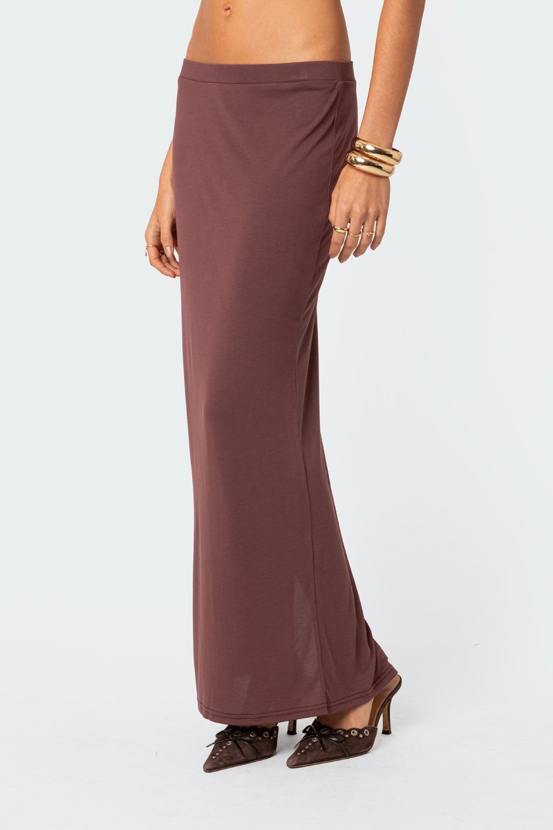 Edikted Kenzie Slitted Maxi Skirts Brown | USA FJ188748B7