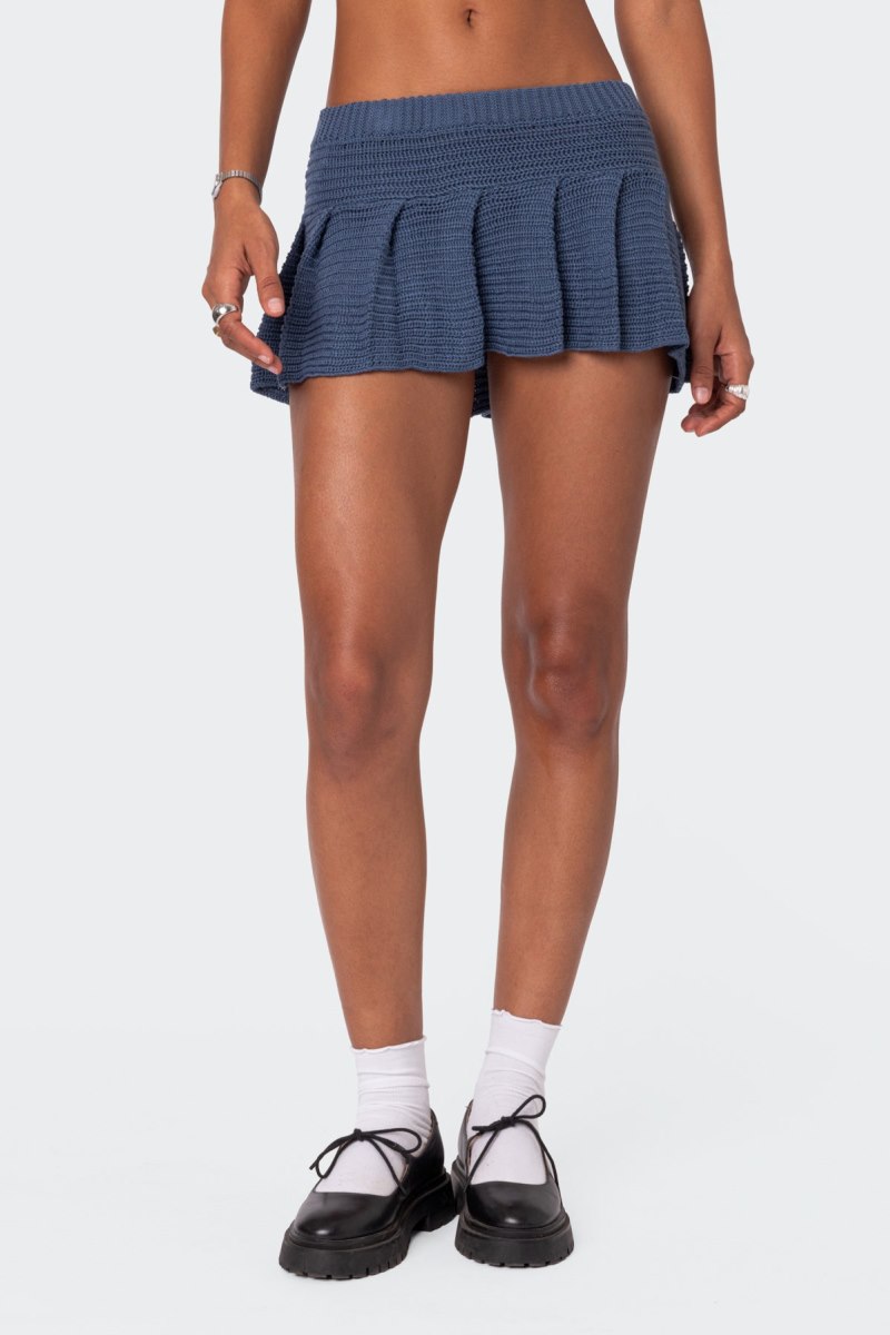 Edikted Kiera Pleated Knit Mini Skirts Cream | USA EX891949V2