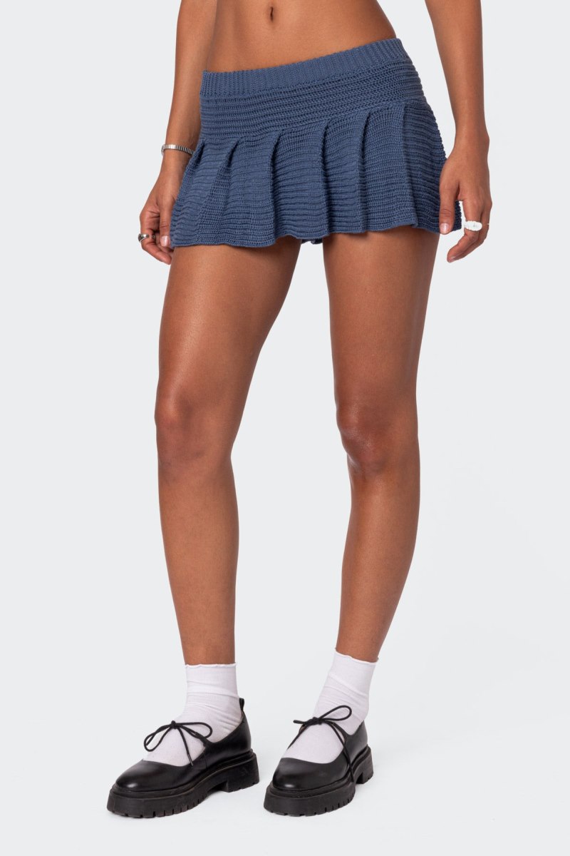 Edikted Kiera Pleated Knit Mini Skirts Cream | USA EX891949V2