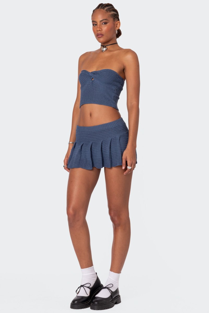 Edikted Kiera Twist Front Knit Tube Strapless Tops Cream | USA PP775607M6