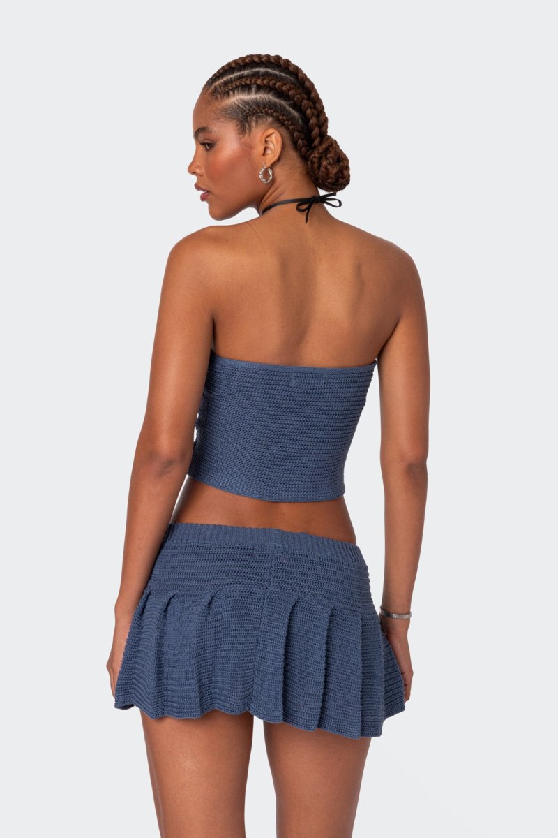Edikted Kiera Twist Front Knit Tube Strapless Tops Cream | USA PP775607M6