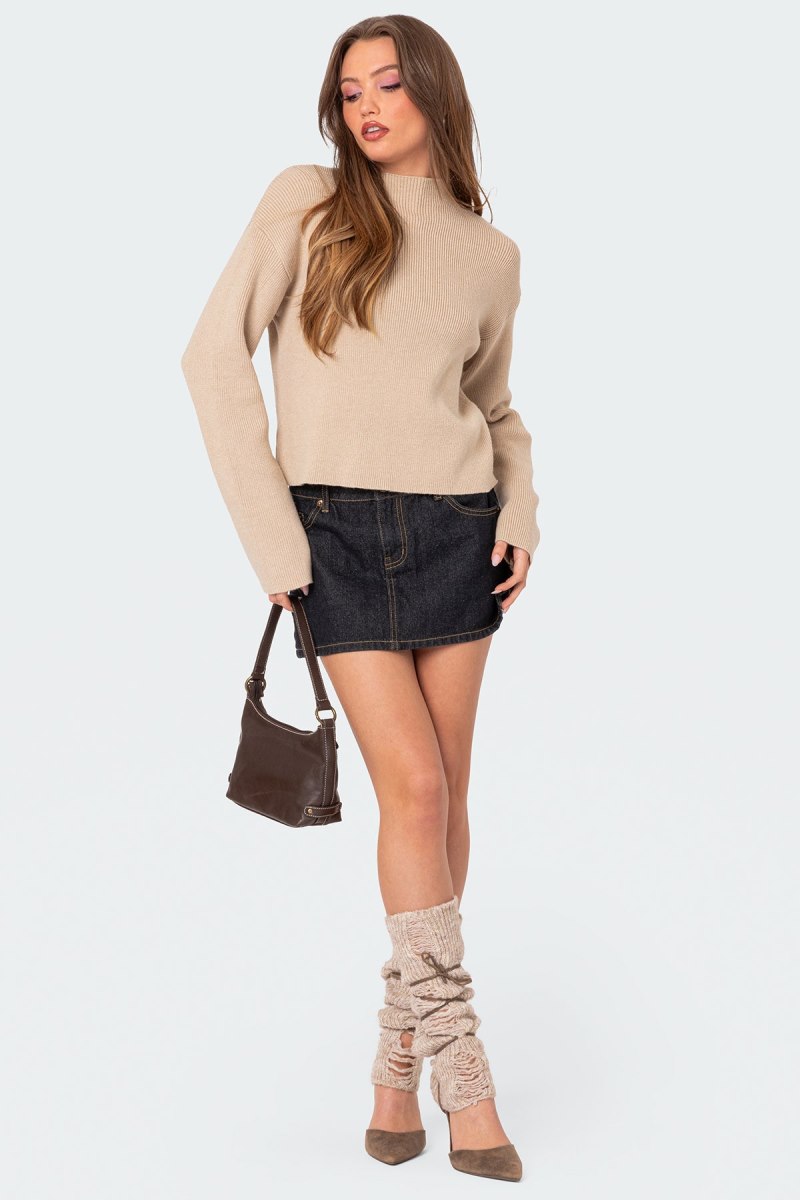 Edikted Kimberly Mock Neck Sweater Beige | USA ZU766976D4