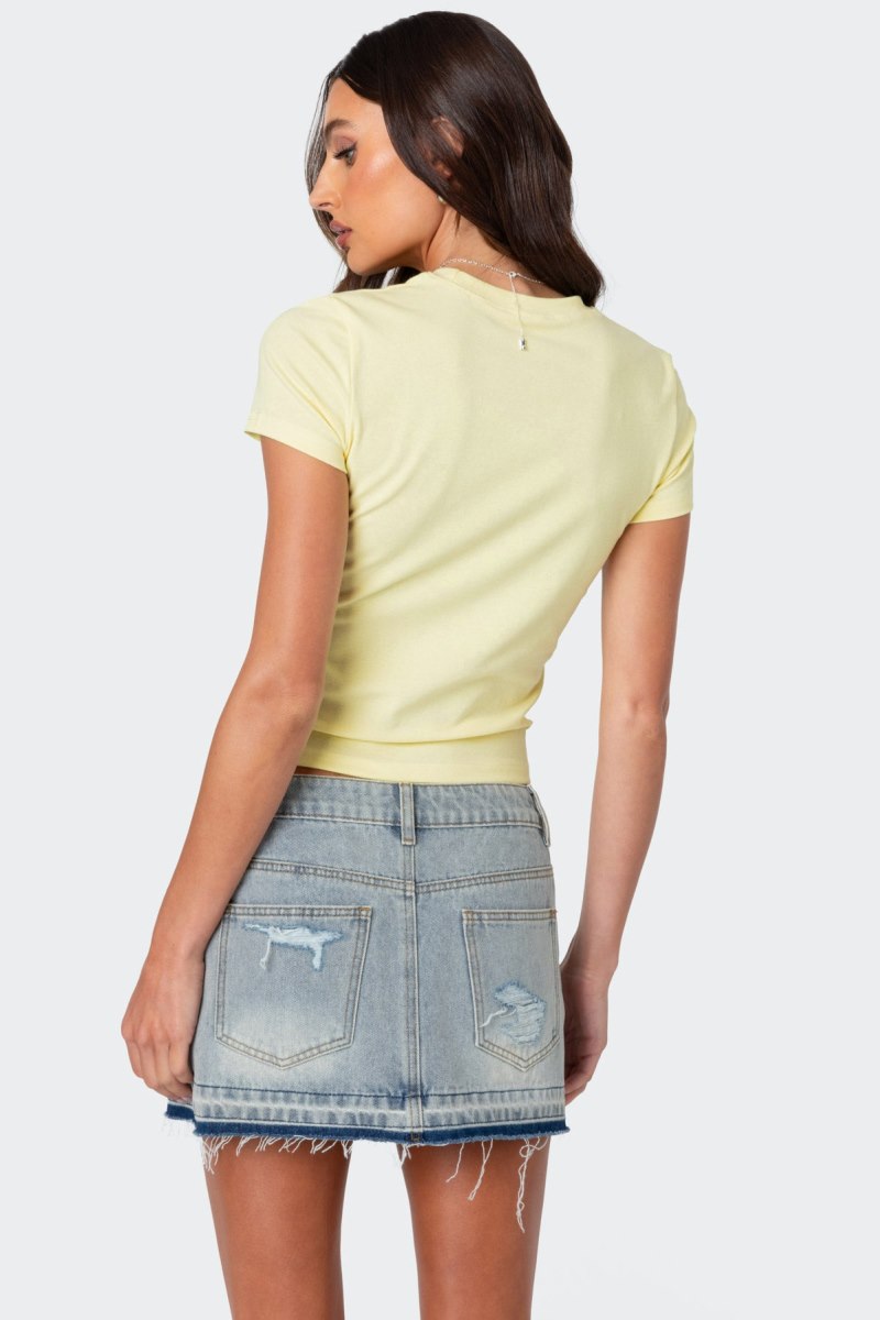 Edikted Kiwi T Shirt Graphic Tops Yellow | USA TL877177O0