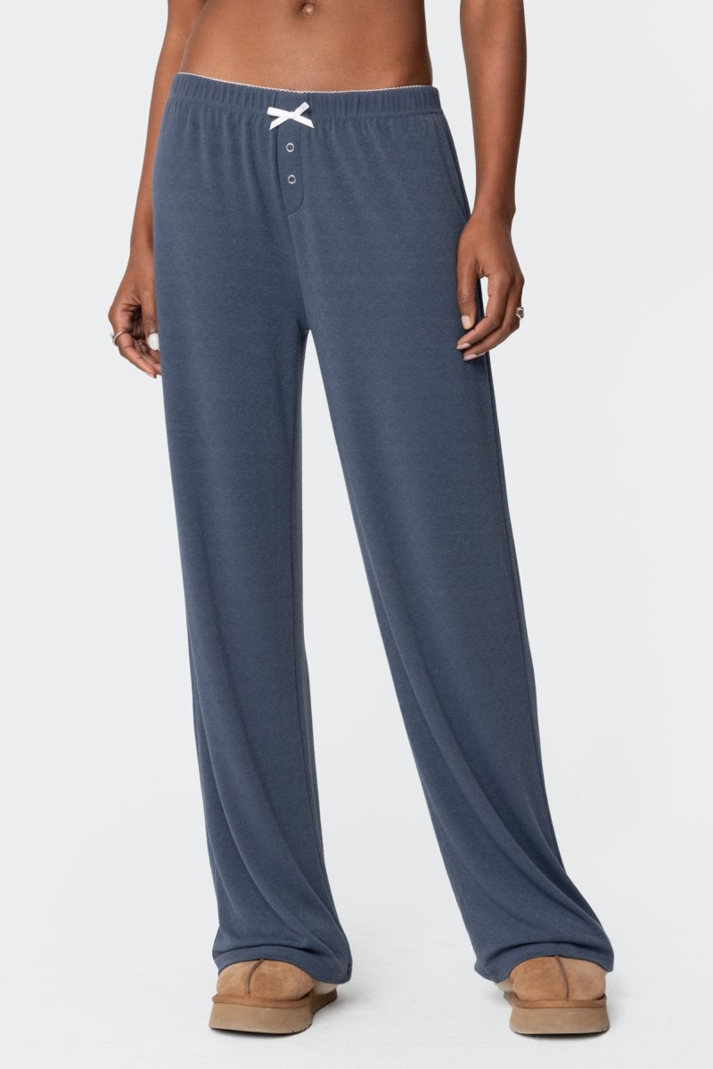 Edikted Kleo Pointelle Pants Navy | USA RB206160X3