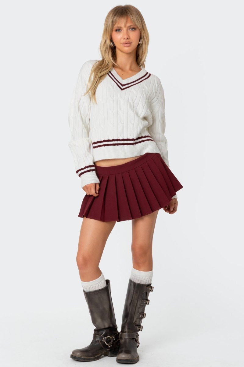 Edikted Kristen Pleated Mini Skorts Burgundy | USA VO376457Q3