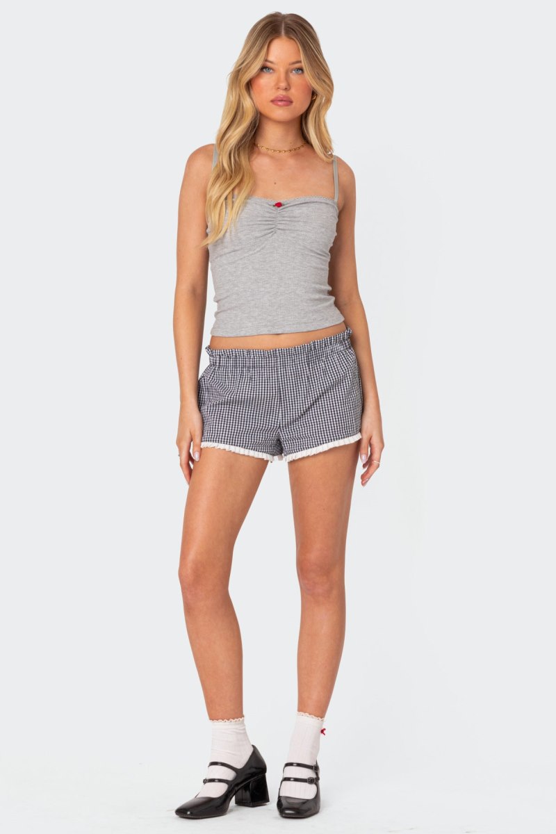 Edikted Kyra Gingham Shorts Black And White | USA EX175087P3