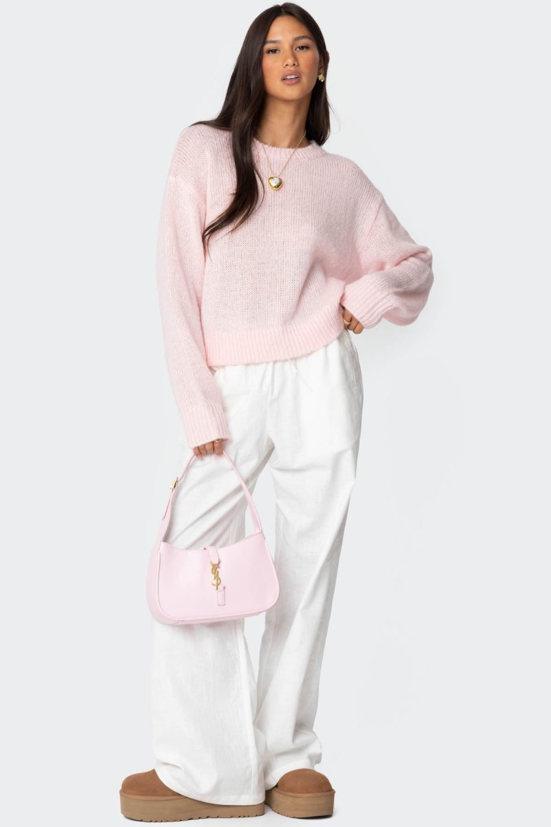 Edikted Kyrah Oversized Knit Sweater Long Sleeve Tops Light Pink | USA QF147184F8