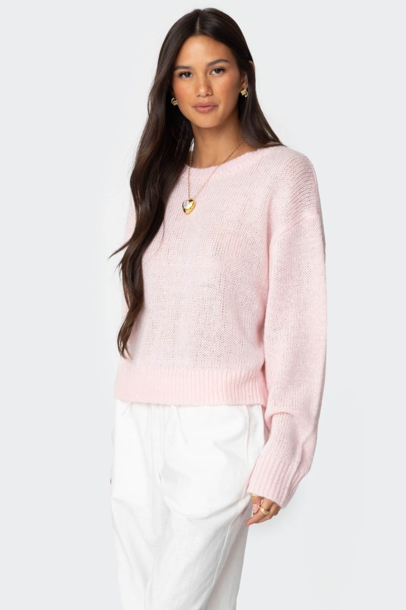 Edikted Kyrah Oversized Knit Sweater Long Sleeve Tops Light Pink | USA QF147184F8