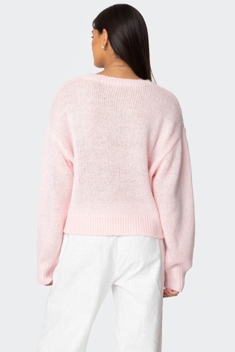 Edikted Kyrah Oversized Knit Sweater Long Sleeve Tops Light Pink | USA QF147184F8