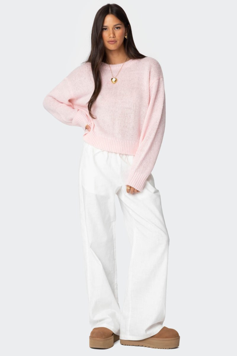 Edikted Kyrah Oversized Knit Sweater Long Sleeve Tops Light Pink | USA QF147184F8