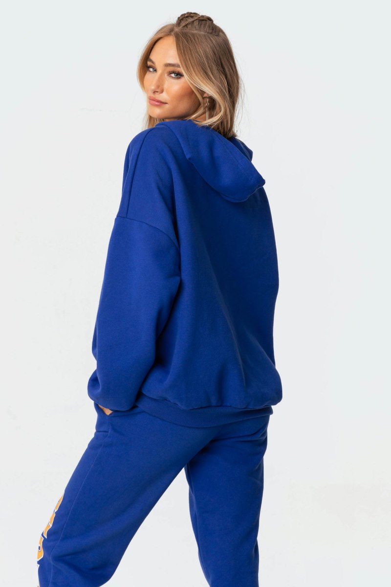 Edikted La Champion Oversized Hoodie Long Sleeve Tops Blue | USA OR531643F5