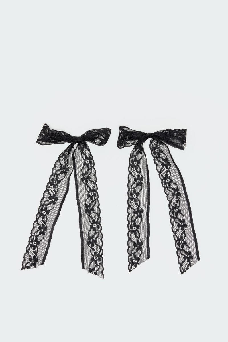 Edikted Lace Bow Hair Clip Pack Hair Accessories Black | USA CI691649C5