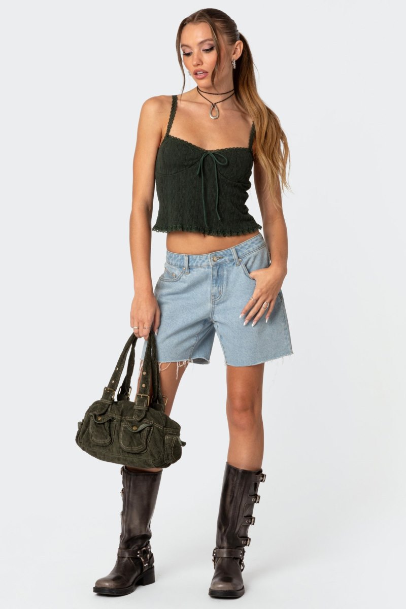 Edikted Lacey Knit Tank Top Light Blue | USA PP105700Z8