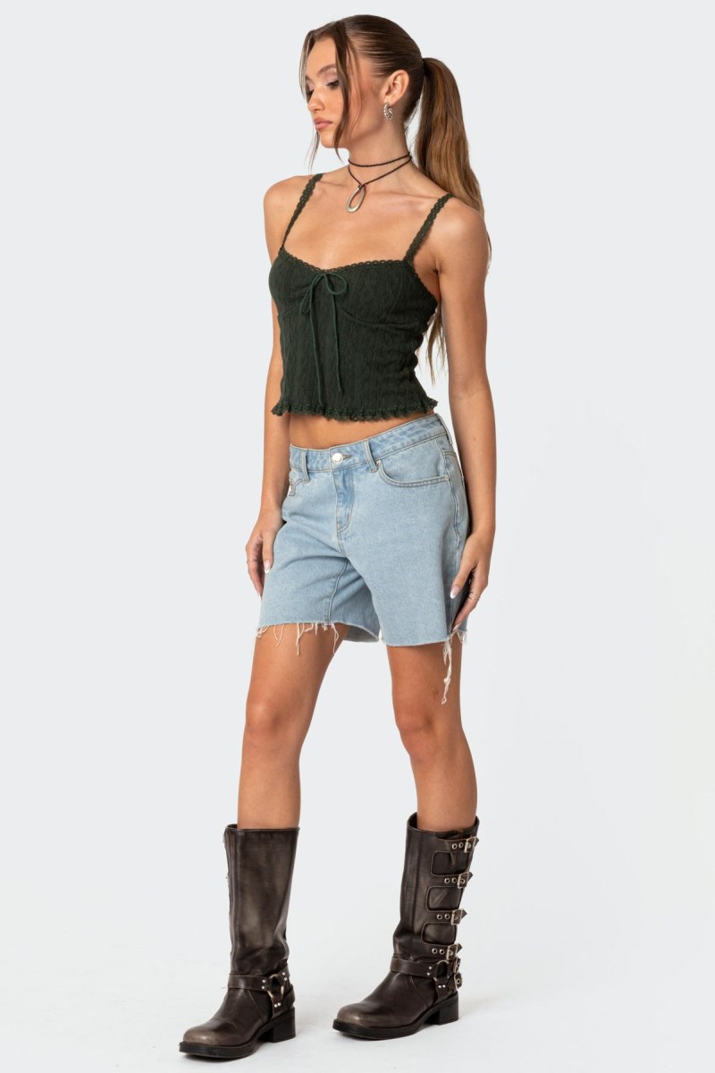 Edikted Lacey Knit Tank Top Light Blue | USA PP105700Z8