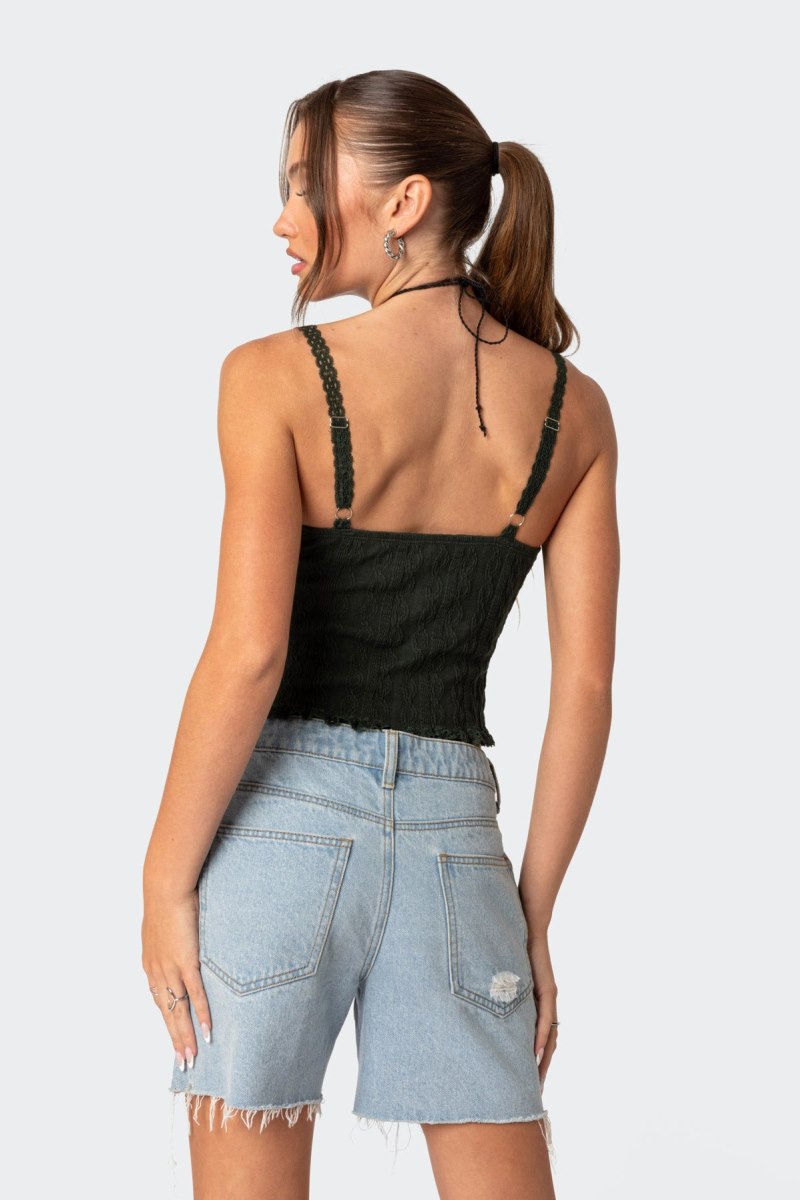 Edikted Lacey Knit Tank Top Light Blue | USA PP105700Z8