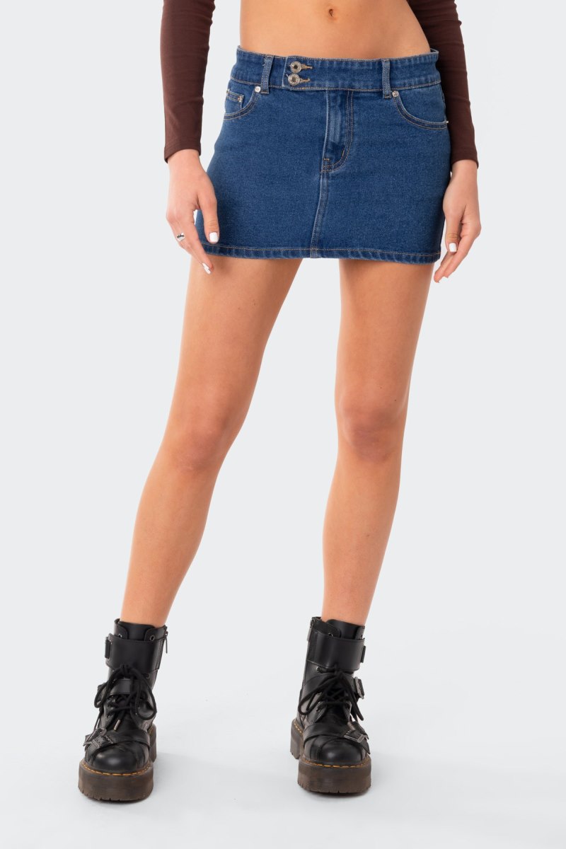Edikted Laiha Low-Rise Denim Mini Skirts Blue | USA TF917771M0