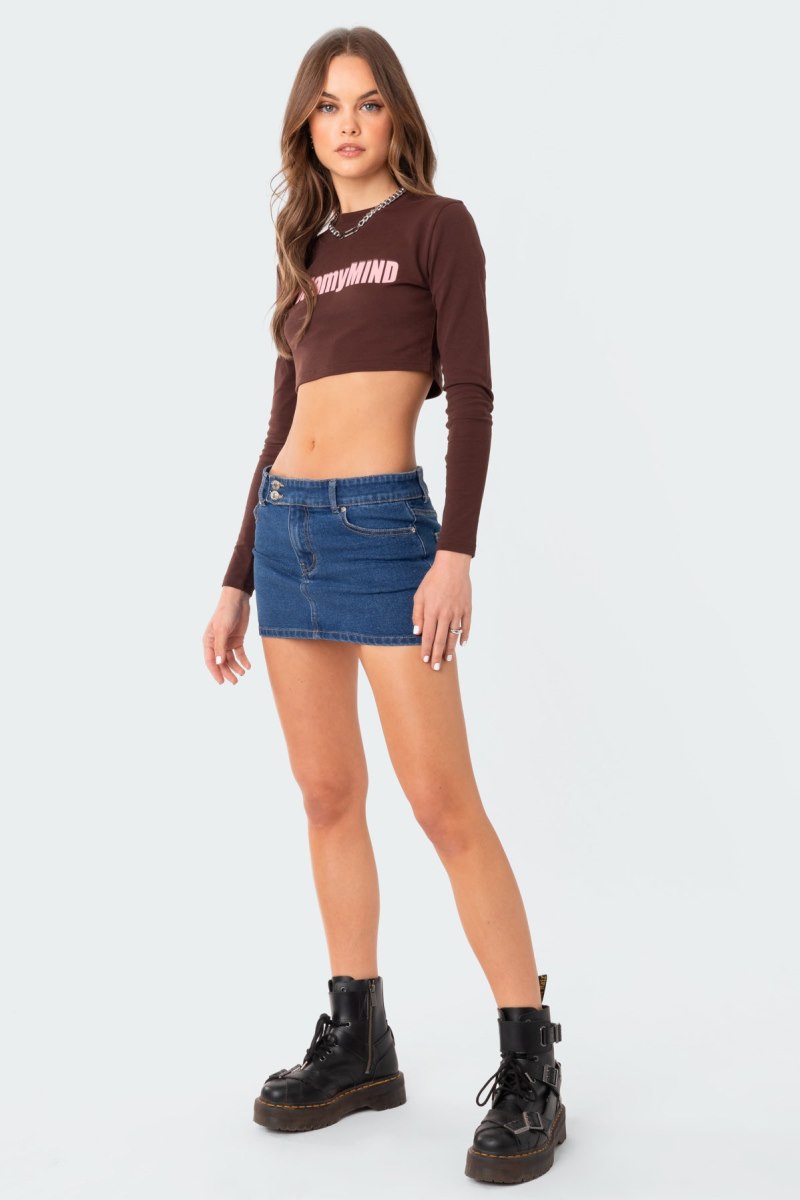 Edikted Laiha Low-Rise Denim Mini Skirts Blue | USA TF917771M0