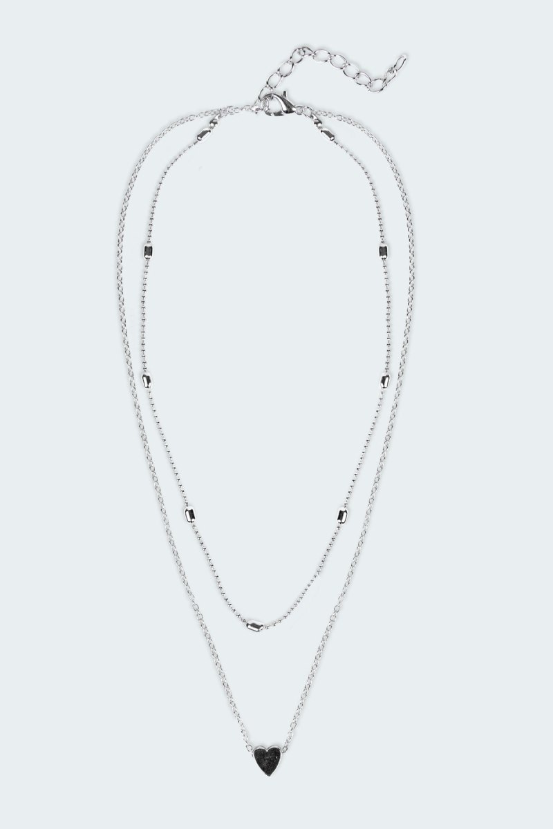 Edikted Layered Heart Necklaces Silver | USA WD988958B5